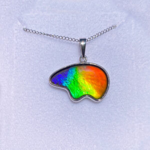 Ammolite Bear Shape Sterling Silver Necklace Pendant 171SP