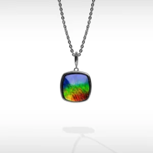 Origins Cushion Ammolite Pendant in Sterling Silver